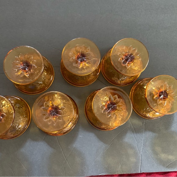 Set of 7 Vintage Tiara Sandwich Amber Collection Dessert Dishes - Picture 4 of 10